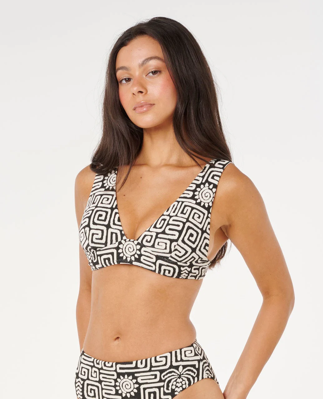 Sunset Jacquard Deep V Bikini Top
