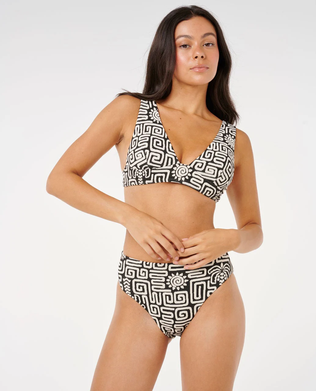 Sunset Jacquard Deep V Bikini Top