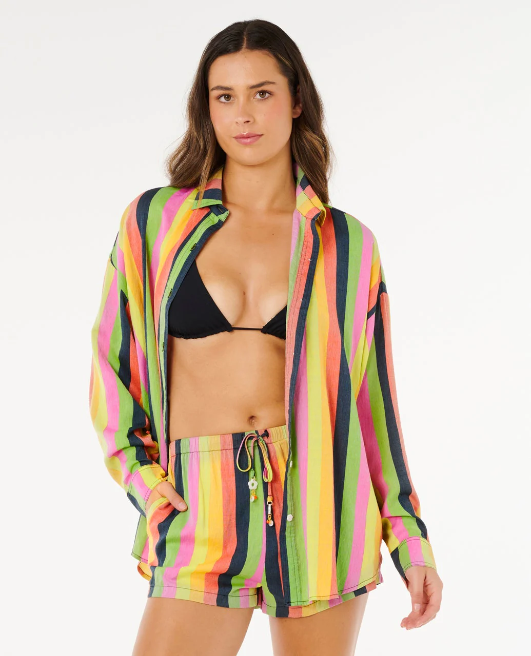 Farm Rio Neon Stripe Relaxed Shirt