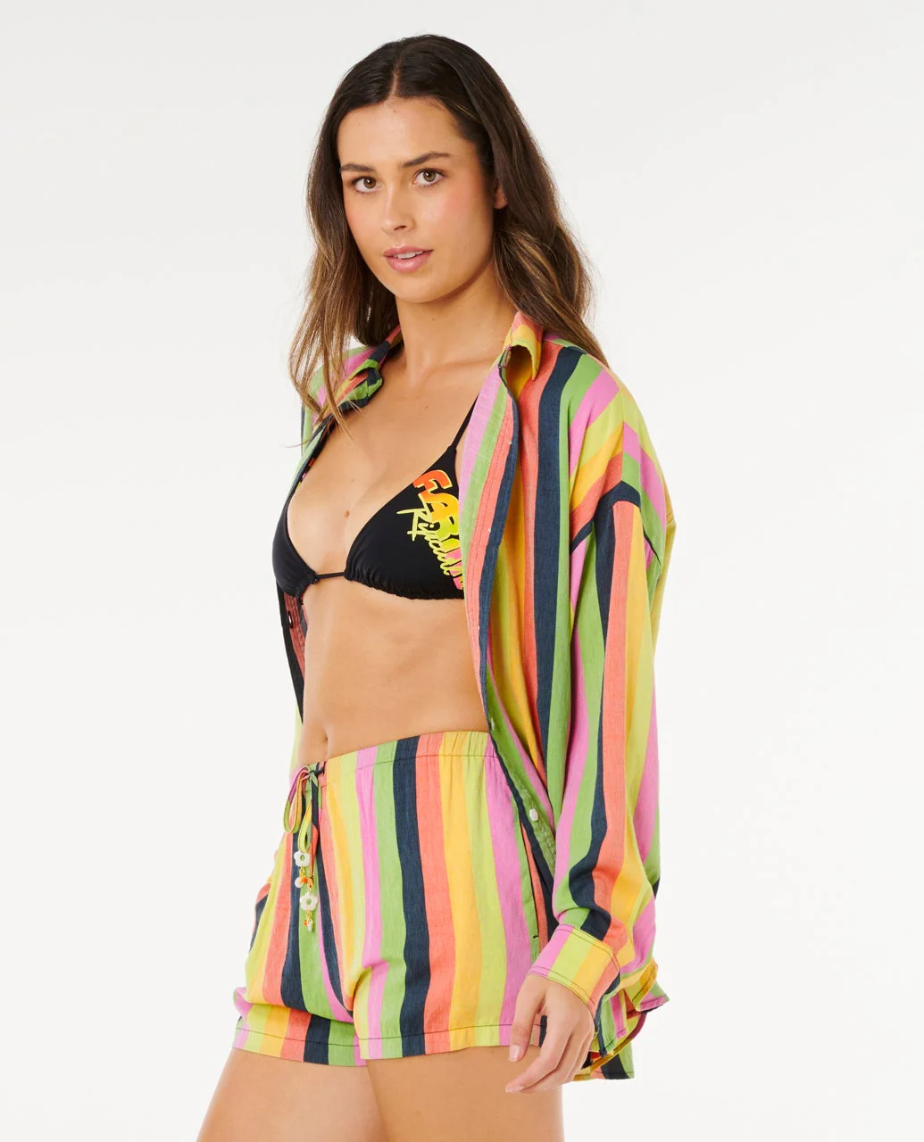 Farm Rio Neon Stripe Relaxed Shirt