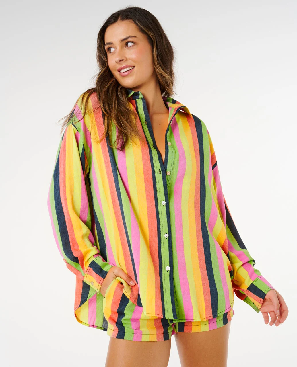 Farm Rio Neon Stripe Relaxed Shirt