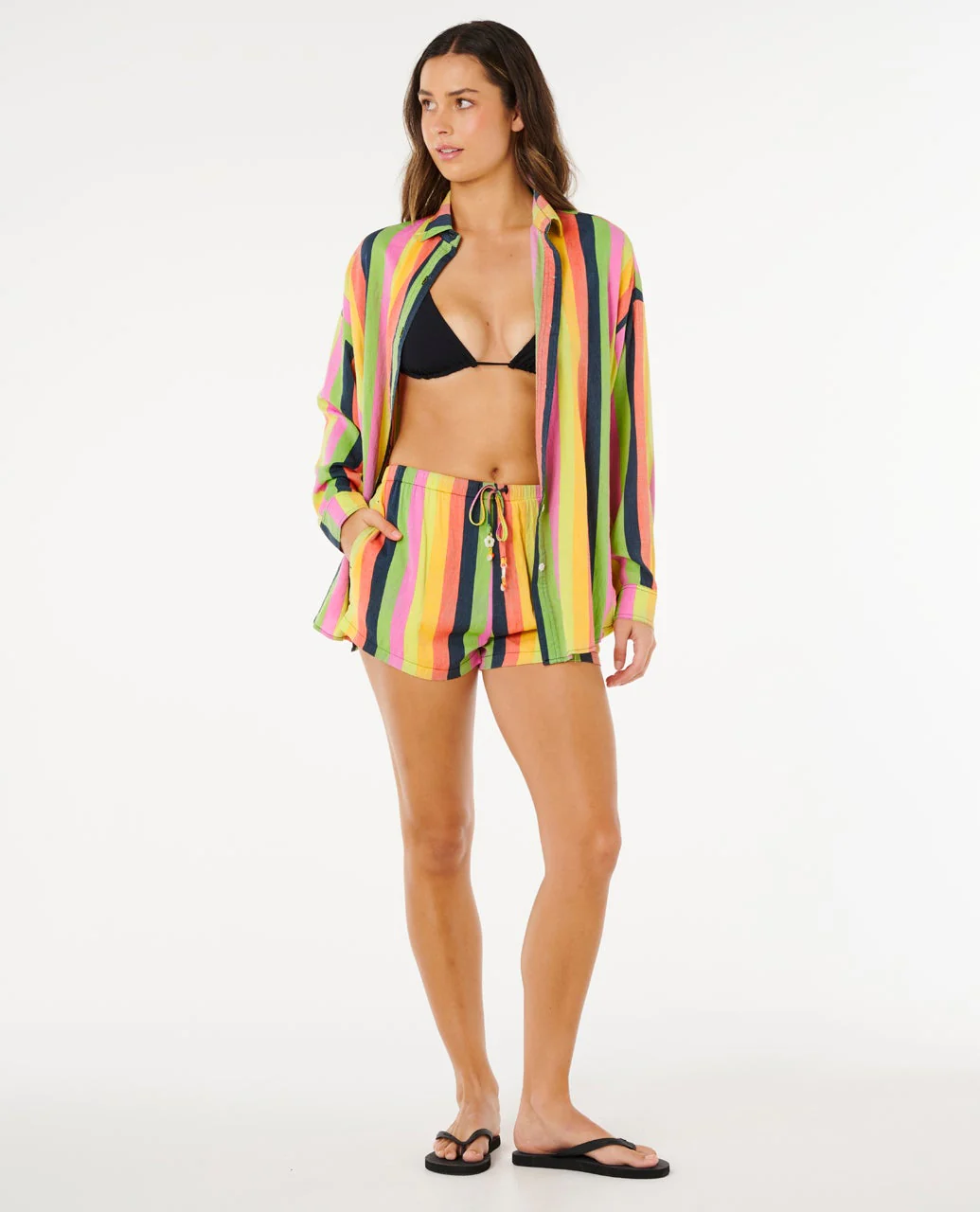 Farm Rio Neon Stripe Relaxed Shirt