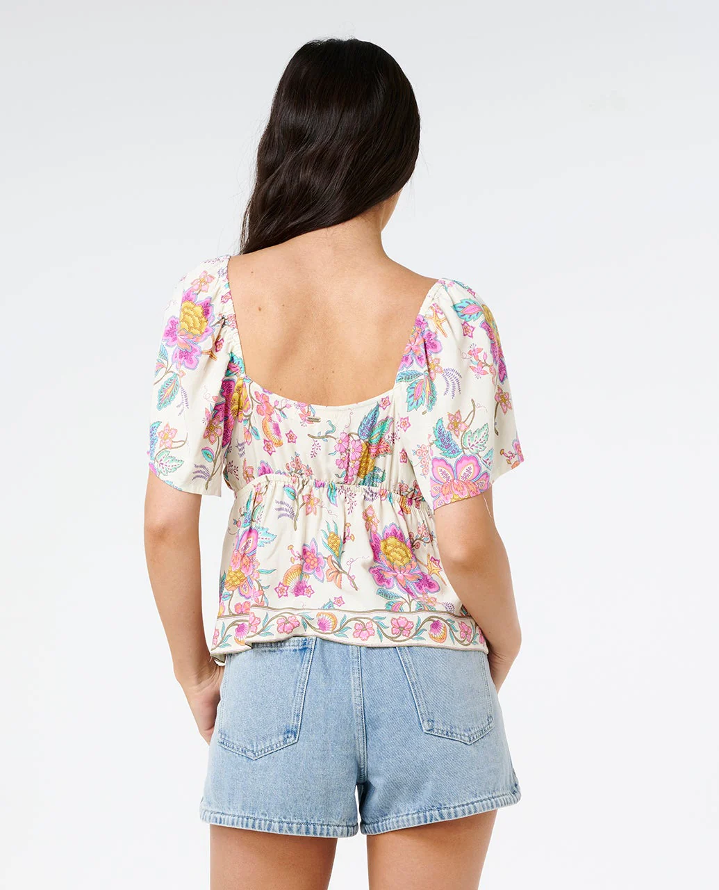 Half Moon Bay Short Sleeve Button Top