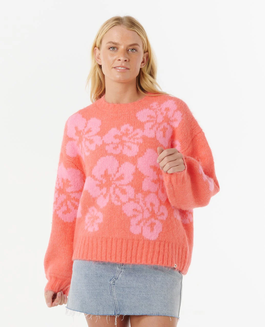 Hibiscus Heat Jacquard Crew